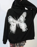 Poshoot-Butterfly Print Graphic Zip Up Hoodie