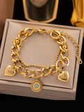 Poshoot Adjustable Chains Geometric Heart Shape Bracelet Accessories