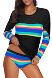 Poshoot-Athletic Rainbow Stripe Tankini Set