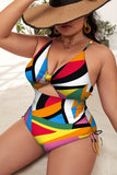 Poshoot-(XL-4XL) Floral Print Cutout One Piece Swimsuit