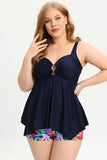 Poshoot-(L-5XL) Plus Size Tankini Swimsuit