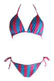 Poshoot-Stripe Print Push Up Brazilian Swimsuit