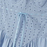 Poshoot outfit Fashion Summer Dresses Blue Midi Crochet Dress Elegant Sexy Spaghetti Strap Bustier Dress For Party Club