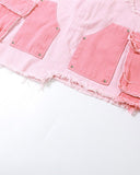 Poshoot-Pinky Patchwork Denim Skirt