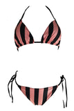 Poshoot-Stripe Print Push Up Brazilian Swimsuit