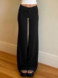 Poshoot Solid High Rise Flared Straight Leg Pants