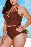 Poshoot-(M-3XL) Cross-Chest Tankini Set