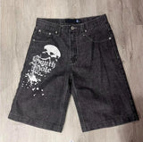 Poshoot Gothic Retro Fashion Skull Shorts American Retro Fashion Straight Shorts Harajuku Style Hip Hop Y2k Shorts Streetwear Women