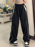 Poshoot Black Baggy Oldschool Sweatpants with Contrast Piping Detail