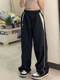 Poshoot Black Baggy Oldschool Sweatpants with Contrast Piping Detail