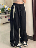 Poshoot Black Baggy Oldschool Sweatpants with Contrast Piping Detail