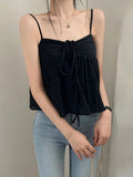 Poshoot-Strap Drawstring Fold Backless Crop Top