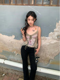 Poshoot Y2K Clothes Punk Sexy Tops Harajuku Tank tie-dyed brown Clothing Crop top Vintage Corset Women’s T Shirt Aesthetic Streetwear