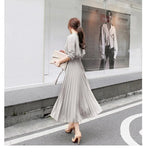 Poshoot outfit Autumn Long Sleeve Pleated Dress Women Elegant Midi Dress Office Ladies Vintage Dresses with Belt High Waisted High Quality