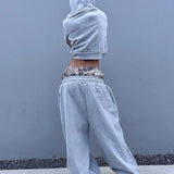 Poshoot American Vintage Double Waist Camouflage Wide Leg Sweatpants Stylish Street Casual Pants Harajuku Hip Hop Y2k Baggy Pants