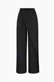 Poshoot Vintage Black Draped Wrap Straight Leg Suit Pants