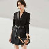 Poshoot fashion outfits 24 Spring New Elegant Slimming Korean Style Stitching Suit Suit Top 11011 JK Skirt 1101