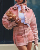 Poshoot-Pinky Patchwork Denim Jacket