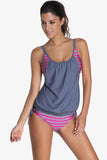 Poshoot-Striped Swimsuit With Double Layer Lining