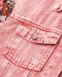 Poshoot-Pinky Retro Pattern Denim Jacket