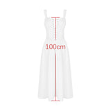 Poshoot outfit White Summer Holiday Dress Elegant Midi Jacquard Dress Spaghetti Strap Lace Up Party Dresses Women's Clothing