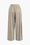 Poshoot Retro Tan Solid Pleated Wide Leg Pants