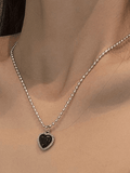 Poshoot 2pcs Heart Pendant Necklace