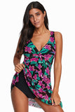 Poshoot-(S-3XL) Floral High Waist Tankini 2 Piece Set