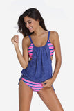 Poshoot-Striped Swimsuit With Double Layer Lining