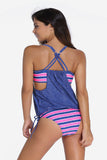 Poshoot-Striped Swimsuit With Double Layer Lining