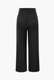 Poshoot Vintage Black Draped Wrap Straight Leg Suit Pants