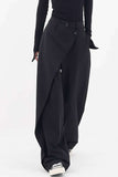 Poshoot Vintage Black Draped Wrap Straight Leg Suit Pants