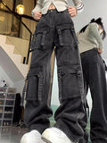 Poshoot Street Multi Pocket High Rise Cargo Jeans