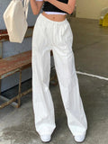 Poshoot Drawstring Loose Cargo Wide Leg Pants