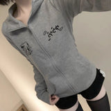 Poshoot Y2k Top Hoodies Zip Up Hooded Women Clothing Slim Oversized Tops Punk Sexy Casual Korea Sweatshirt Gothic Kawaii Sweet Girl Coat