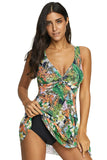 Poshoot-(S-3XL) Floral High Waist Tankini 2 Piece Set