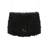 Poshoot nye outfits party outfits Fashion Hottie Black Faux Fur Short All-Match Trendy New Women Mini Shorts Chic Simple