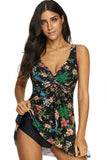 Poshoot-(S-3XL) Floral High Waist Tankini 2 Piece Set