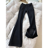 Poshoot Padded Vintage Blue Straight Leg Micro Flare Jeans Stylish High Street Straight Leg Jeans Harajuku Hip Hop Hot Girls Y2k Pants