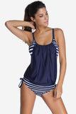 Poshoot-Striped Swimsuit With Double Layer Lining