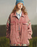 Poshoot-Pinky Retro Pattern Denim Jacket