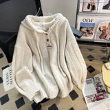 Poshoot Solid Color Simple Pullover Long Sleeve Hooded Sweater Fashion Street Pullover Hooded Sweater Korean Chic Long Hooded Sweater