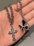 Poshoot Y2k Star Cross Butterfly Heart Vintage Pendant Set