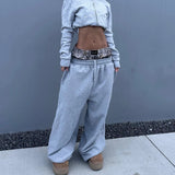 Poshoot American Vintage Double Waist Camouflage Wide Leg Sweatpants Stylish Street Casual Pants Harajuku Hip Hop Y2k Baggy Pants