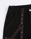 Poshoot-Vintage Chain Embellished Strap Cargo Pants