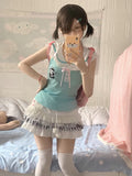 Poshoot Kawaii MIni Skirt Summer Cute Y2K Women Clothes Grunge Korea White Short Skirts Sexy Streetwear Casual 2000s E Girl Lace Skirts