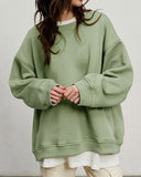 Poshoot-Soild Color Crew Sweatshirt