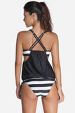 Poshoot-Striped Swimsuit With Double Layer Lining