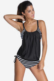 Poshoot-Striped Swimsuit With Double Layer Lining