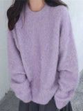 Poshoot Classic Fuzzy Solid Pullover Sweater